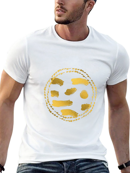 Gold Abstract Graphic Black T-Shirt