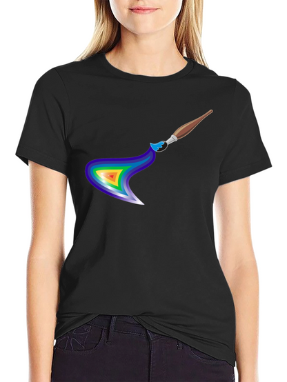 Rainbow Paintbrush Design T-Shirt