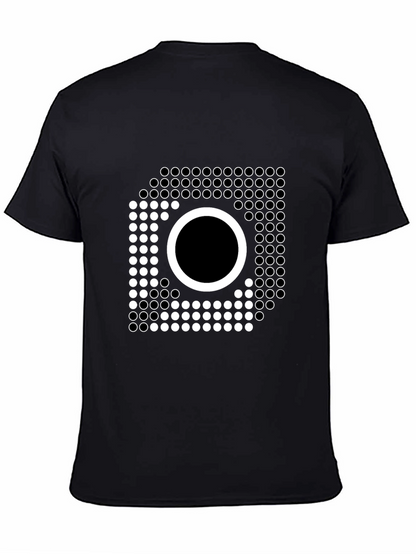 Geometric Circle Graphic Tee - Modern Style Black T-Shirt