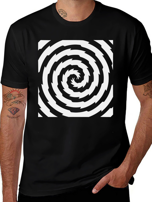 Hypnotic Swirl Black Tee - Stylish Optical Illusion Design