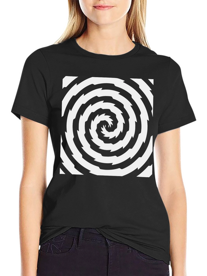Hypnotic Swirl Black Tee - Stylish Optical Illusion Design