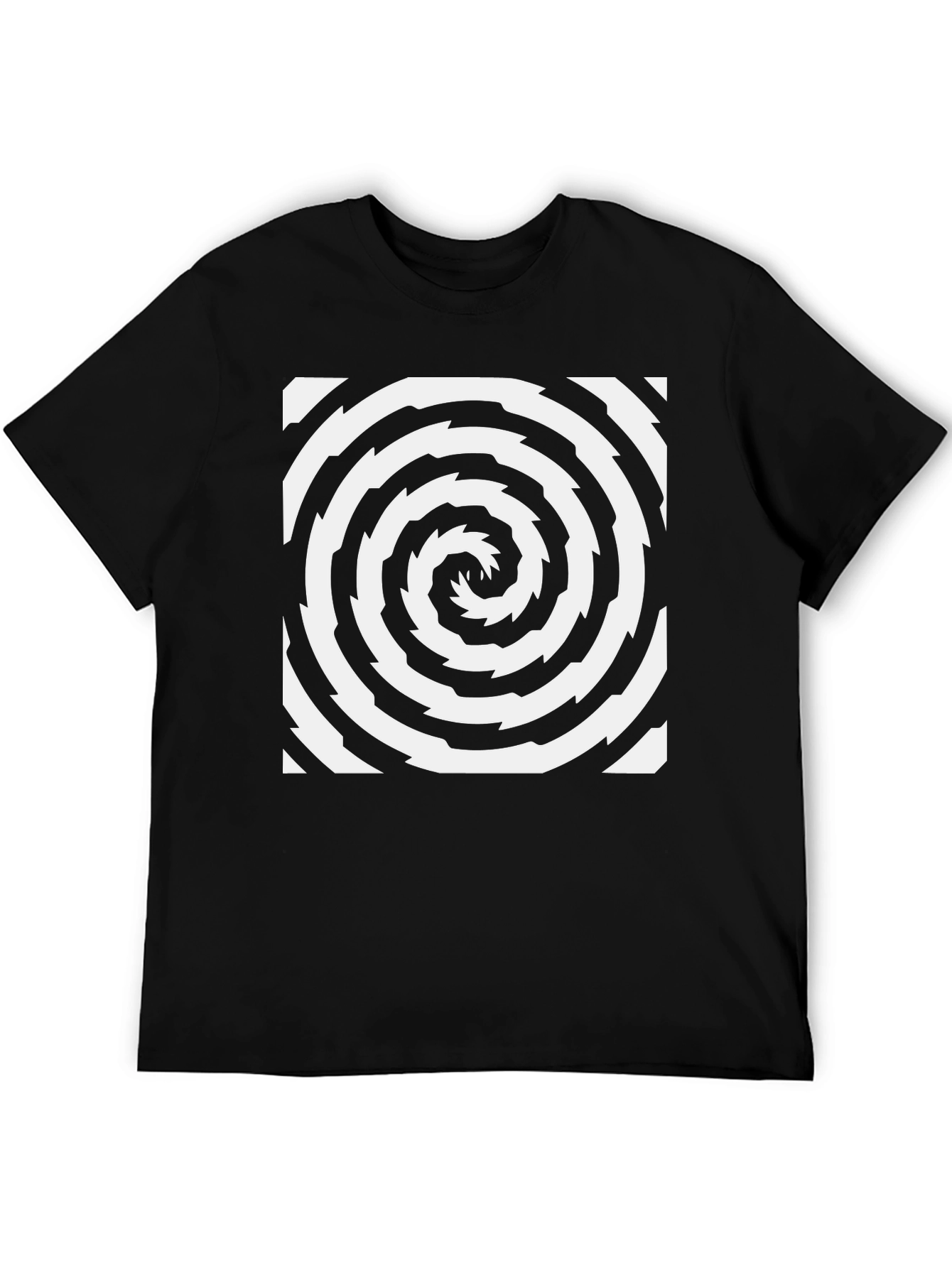 Hypnotic Swirl Black Tee - Stylish Optical Illusion Design