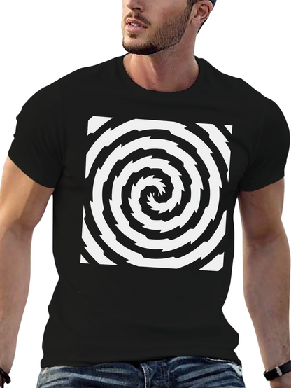 Hypnotic Swirl Black Tee - Stylish Optical Illusion Design
