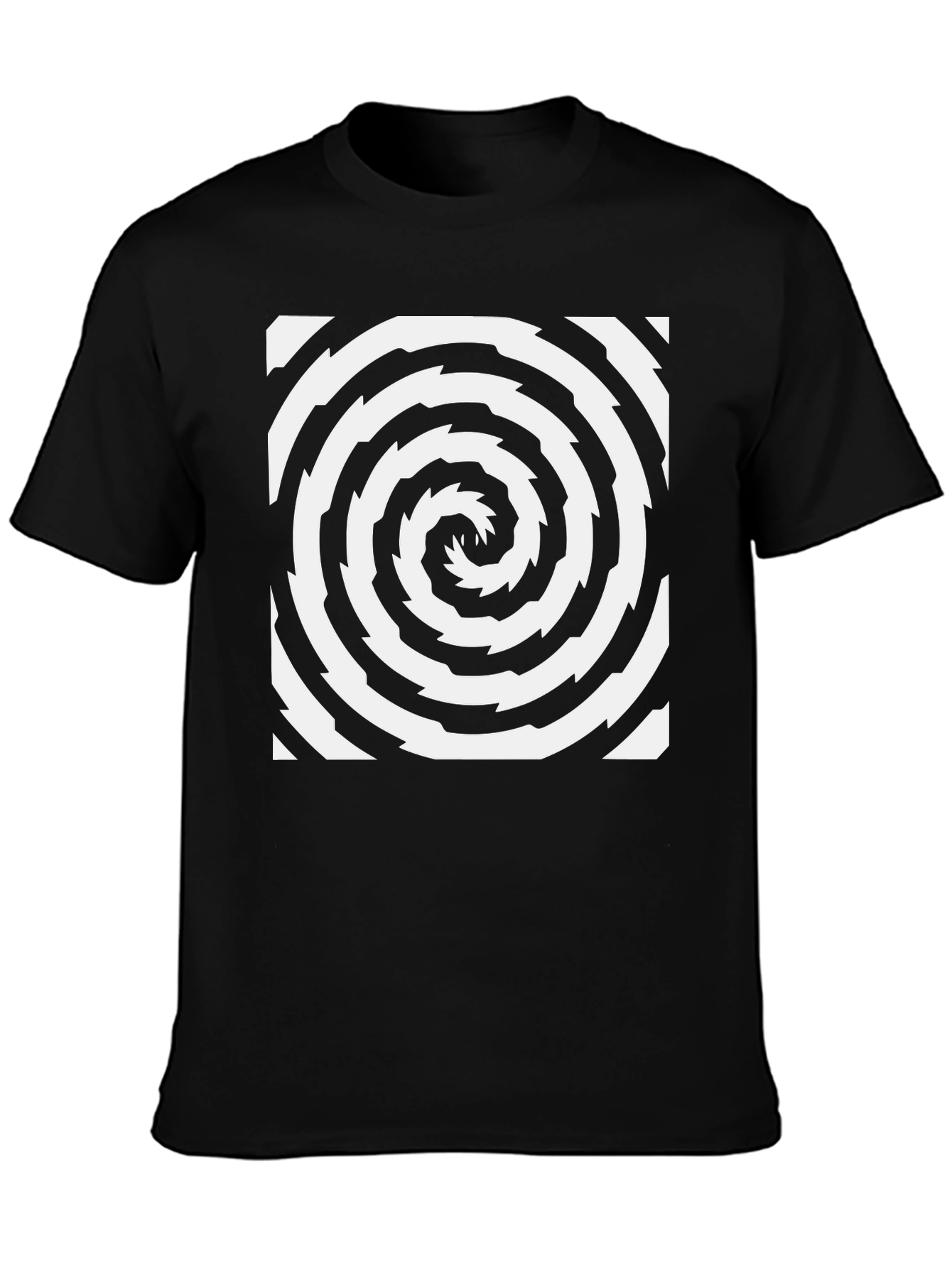 Hypnotic Swirl Black Tee - Stylish Optical Illusion Design