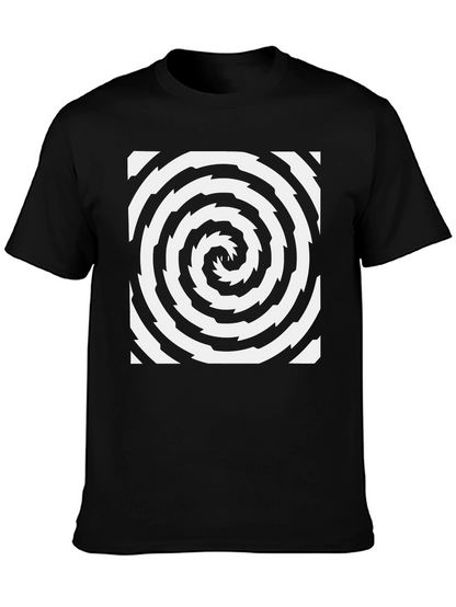 Hypnotic Swirl Black Tee - Stylish Optical Illusion Design