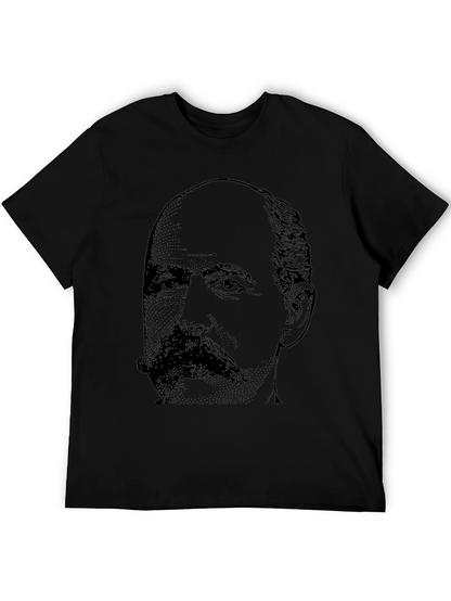 Black T-Shirt with Portrait Graphic