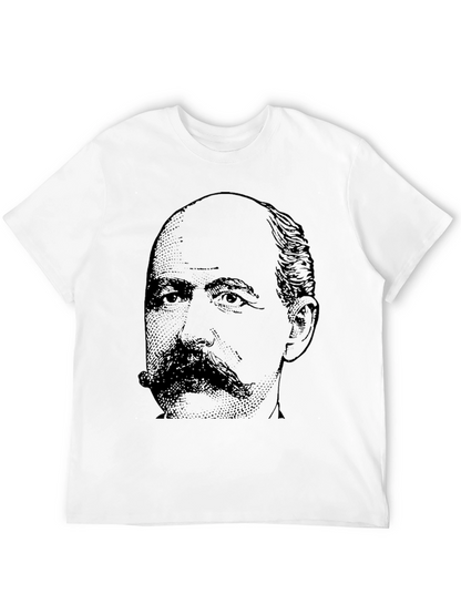 Black T-Shirt with Portrait Graphic