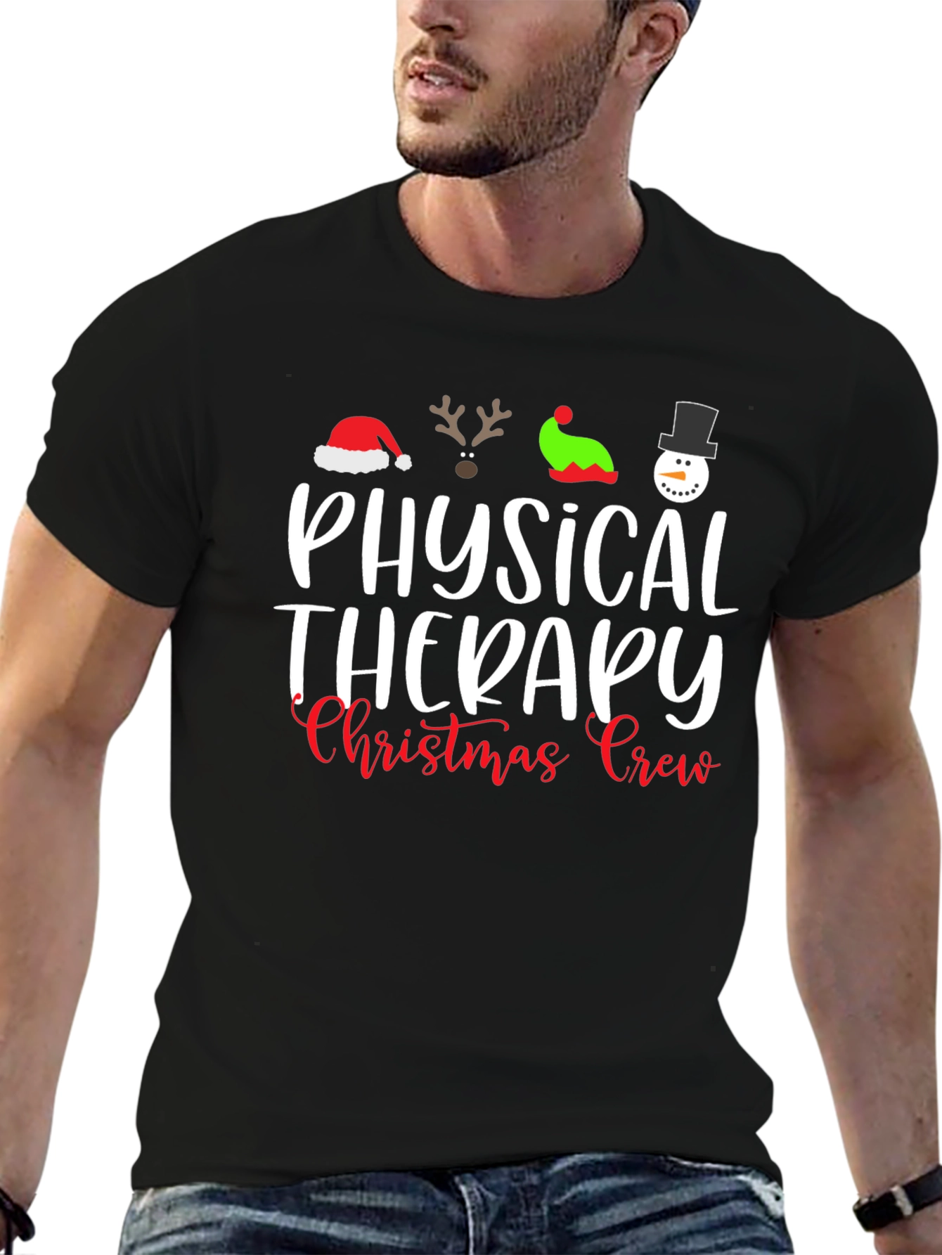 Physical Therapy Christmas Crew Black T-Shirt