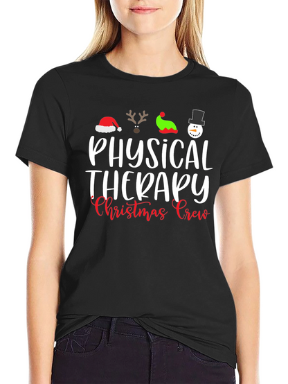 Physical Therapy Christmas Crew Black T-Shirt