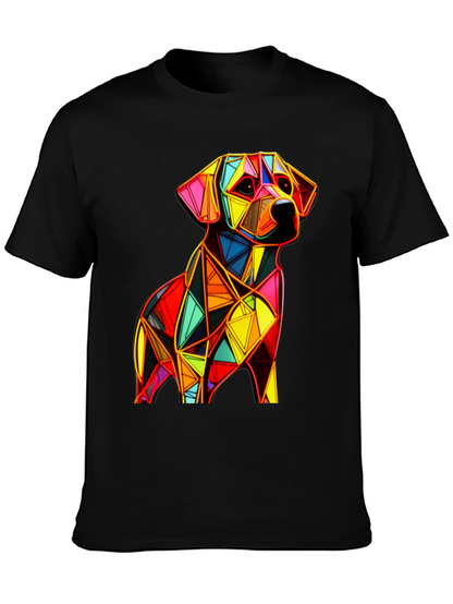 Geometric Dog Graphic Black T-Shirt