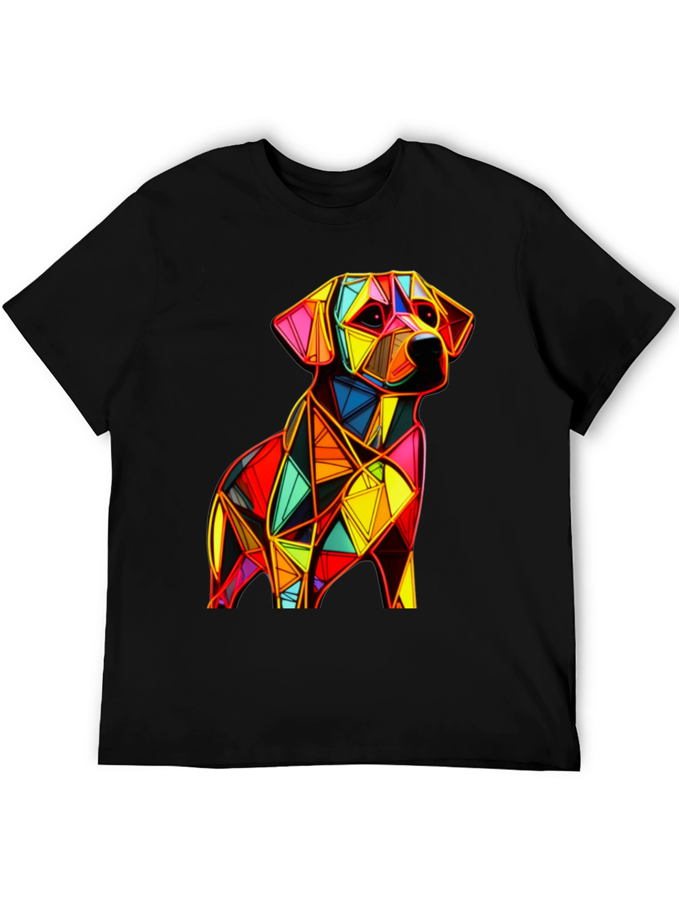 Geometric Dog Graphic Black T-Shirt