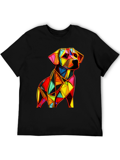 Geometric Dog Graphic Black T-Shirt