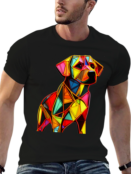Geometric Dog Graphic Black T-Shirt