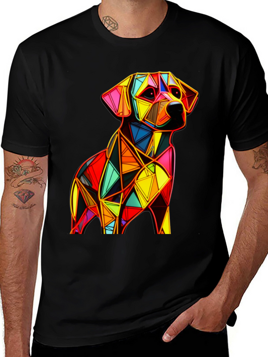 Geometric Dog Graphic Black T-Shirt