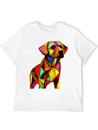 Geometric Dog Graphic Black T-Shirt