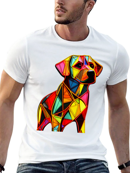 Geometric Dog Graphic Black T-Shirt