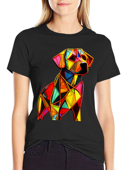 Geometric Dog Graphic Black T-Shirt