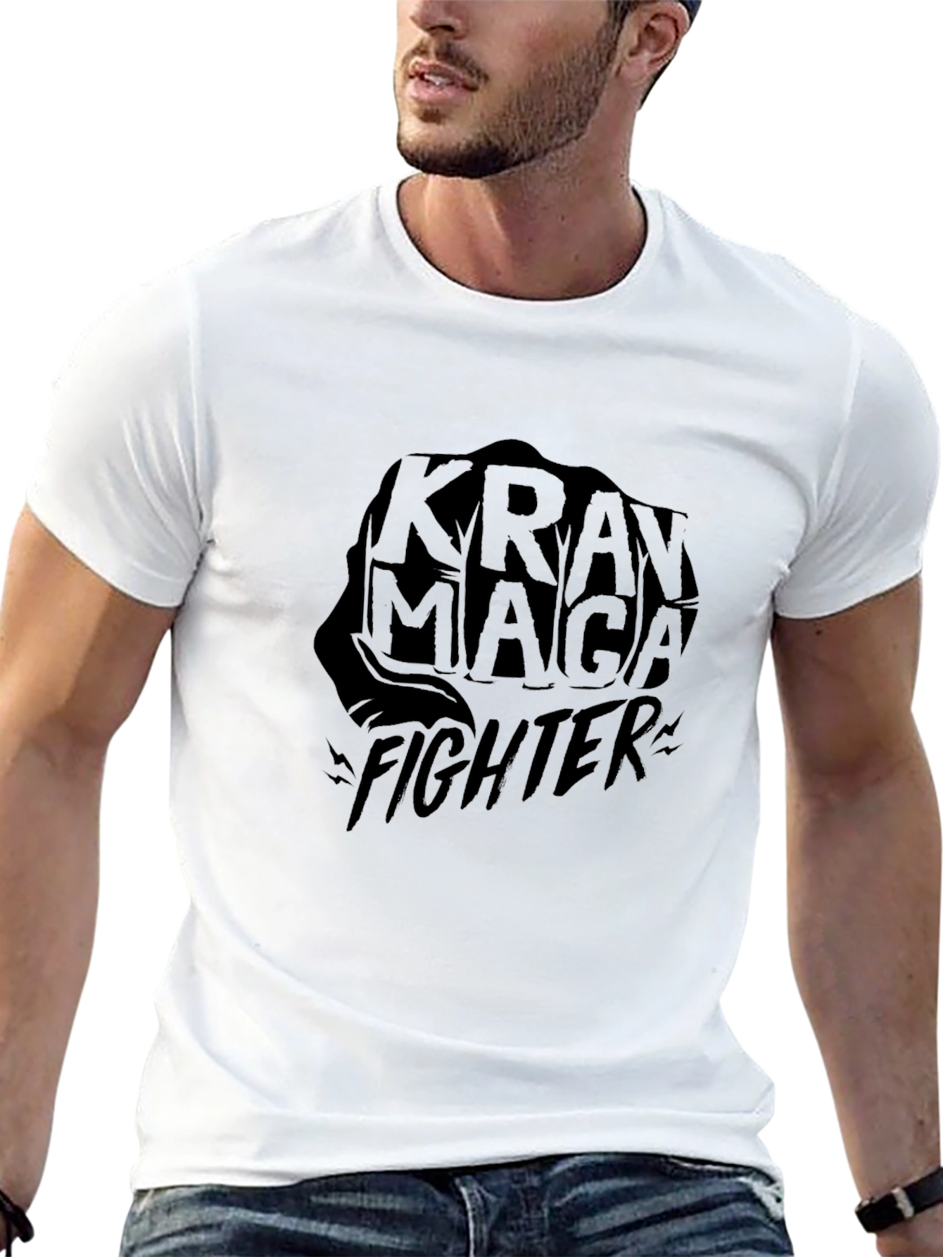 Krav Maga Fighter Black T-Shirt Martial Arts Graphic Tee