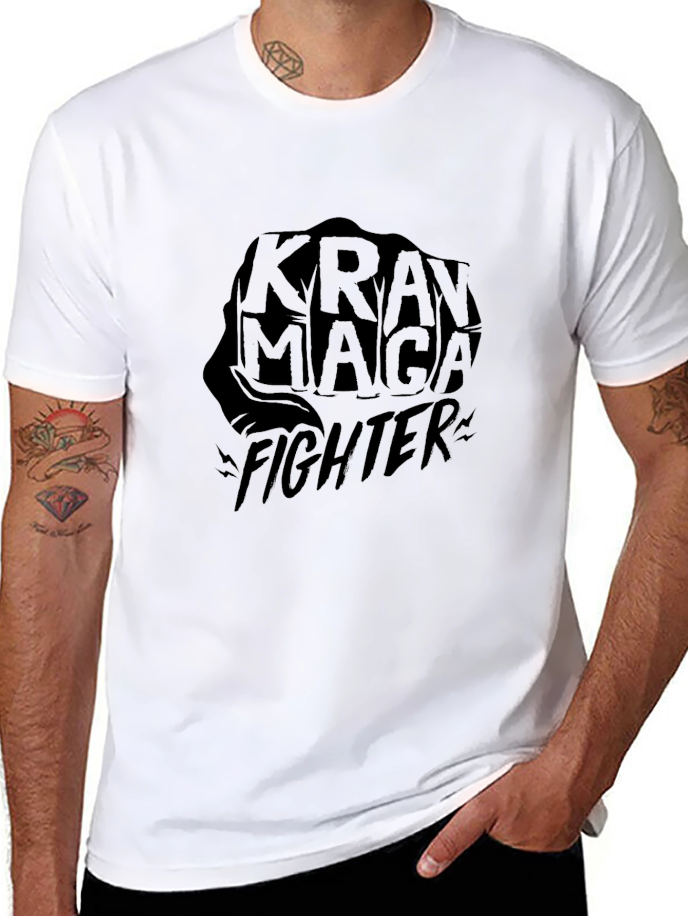 Krav Maga Fighter Black T-Shirt Martial Arts Graphic Tee