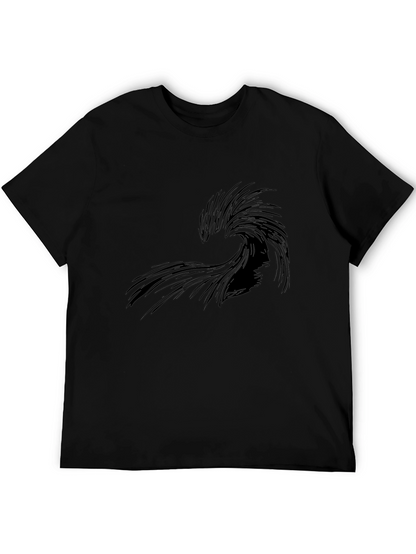 Stylish Black Wave Graphic Tee