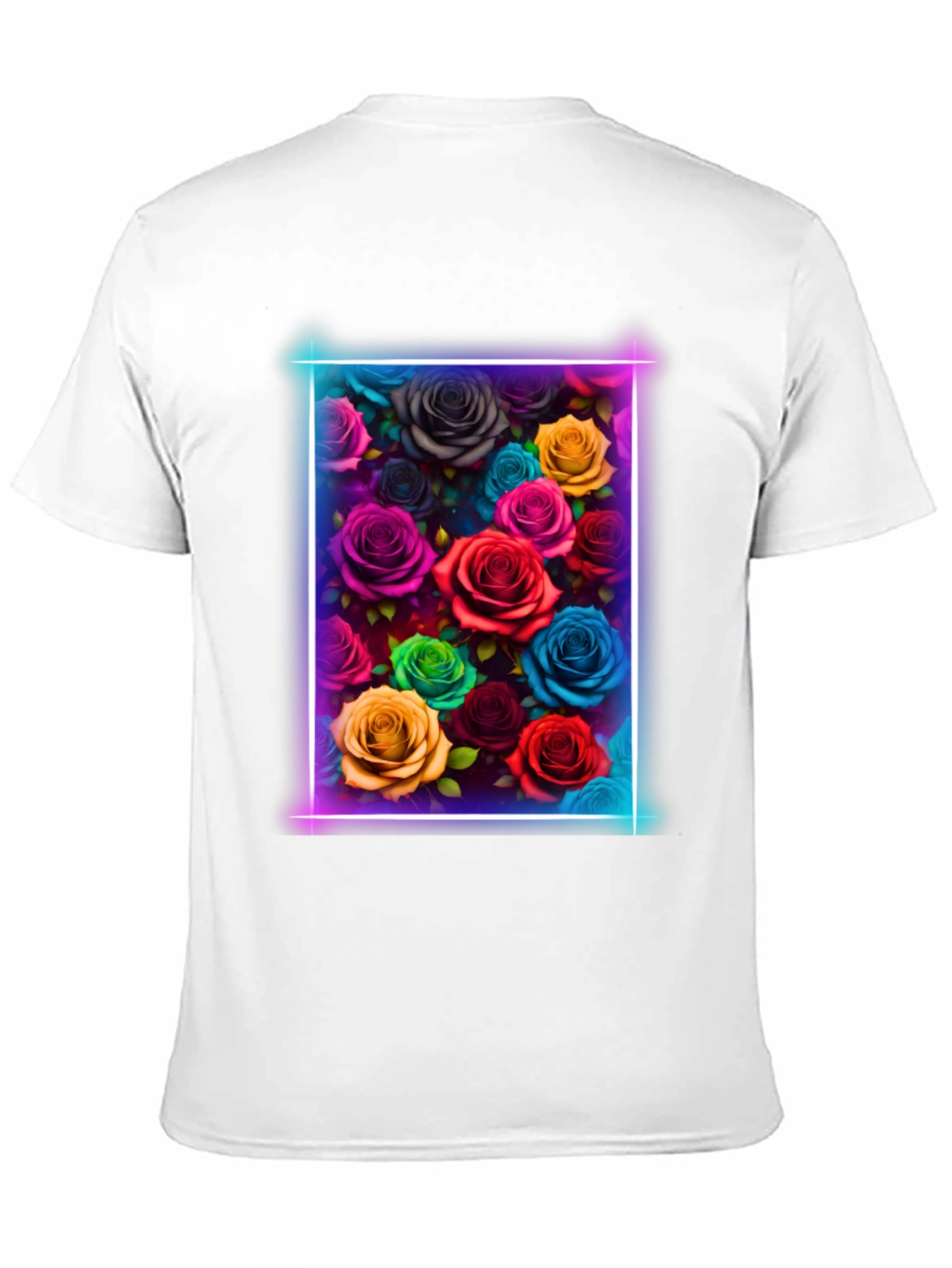 Neon Roses Graphic Tee - Vibrant Floral Design