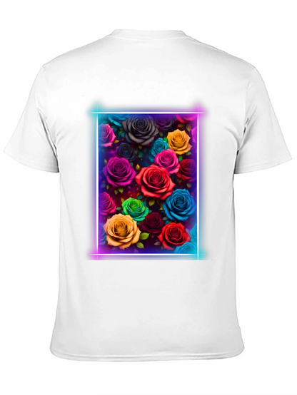 Neon Roses Graphic Tee - Vibrant Floral Design