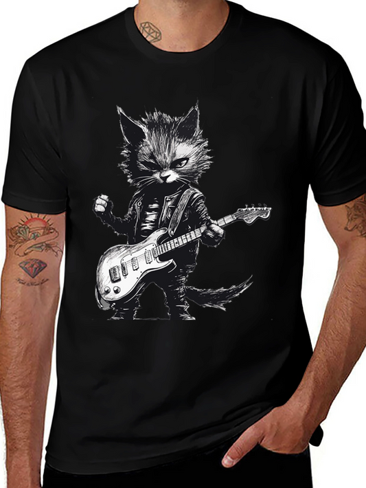 Cool Cat Guitarist Graphic Tee
