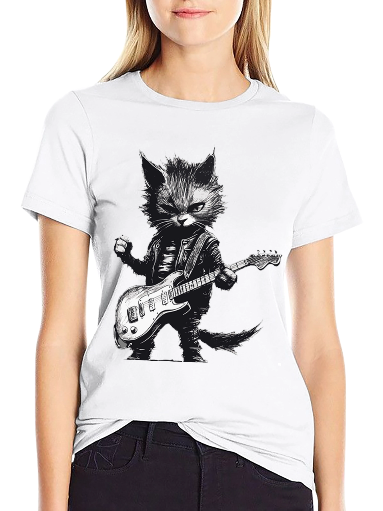 Cool Cat Guitarist Graphic Tee