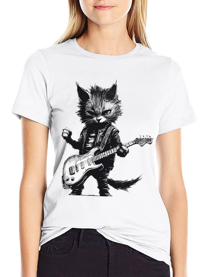 Cool Cat Guitarist Graphic Tee
