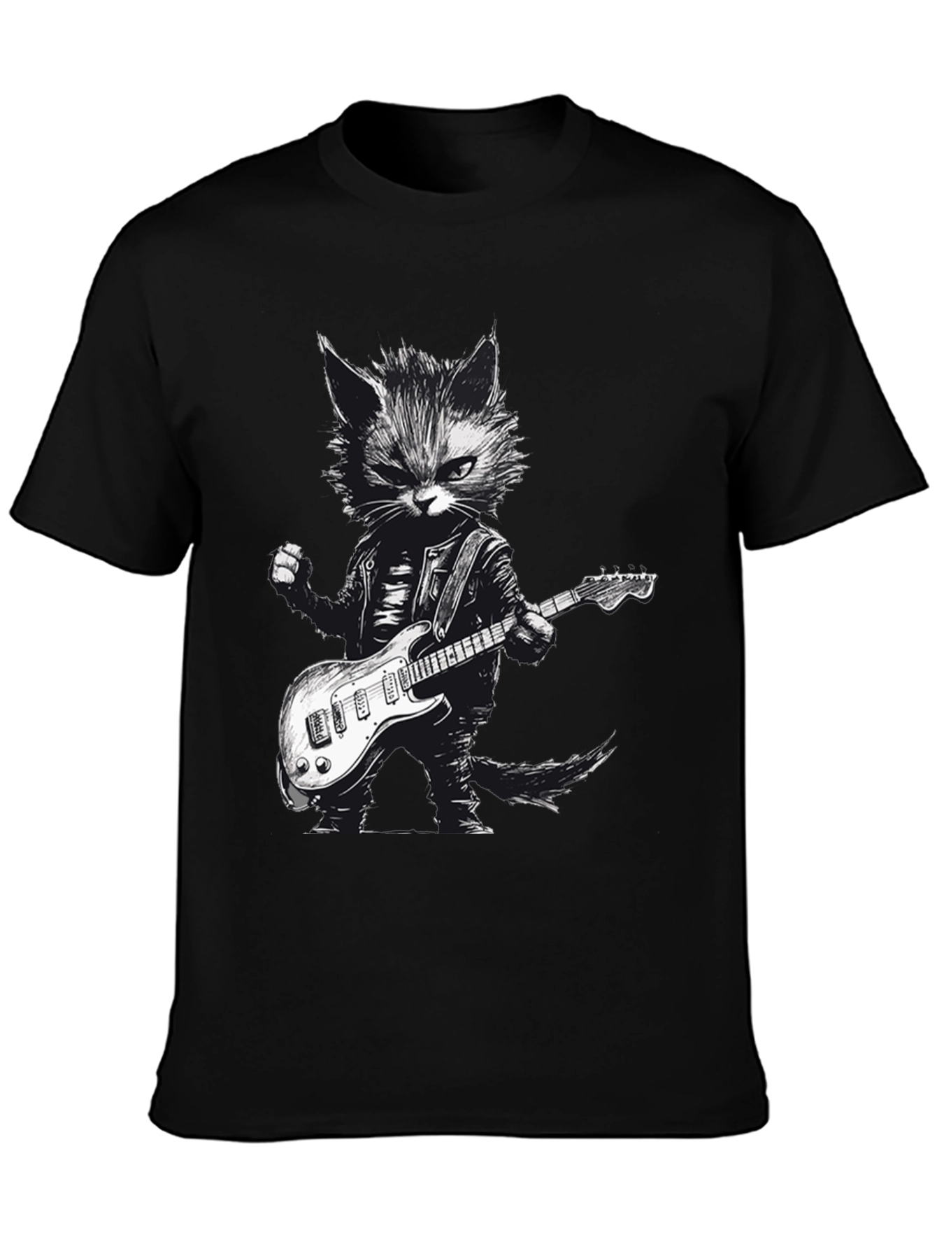 Cool Cat Guitarist Graphic Tee