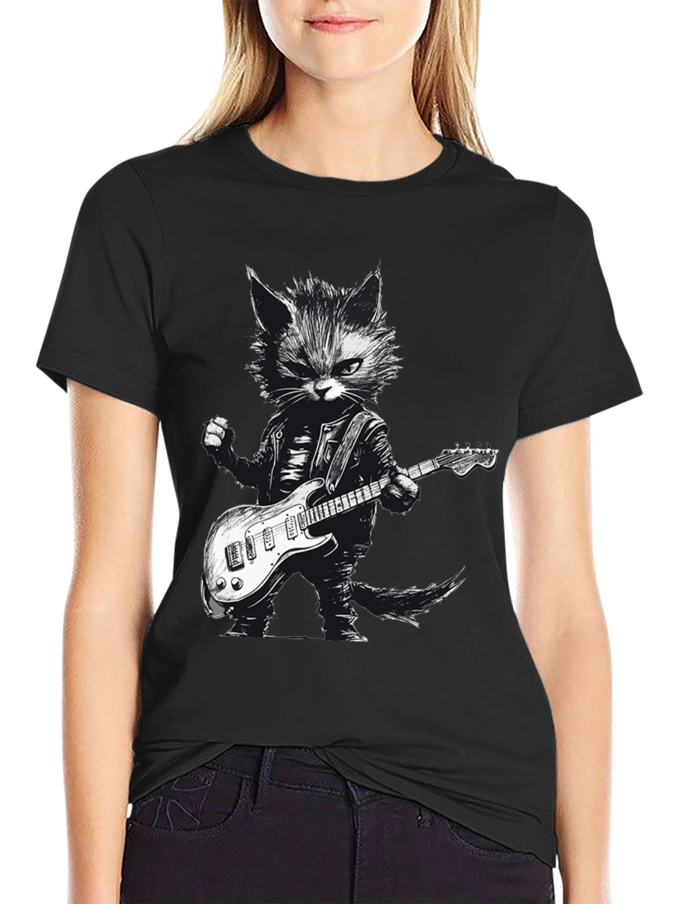 Cool Cat Guitarist Graphic Tee