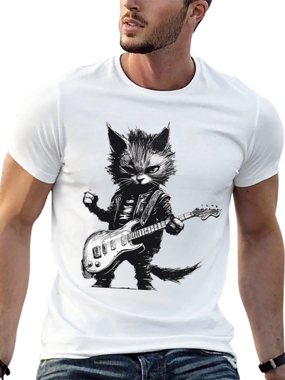 Cool Cat Guitarist Graphic Tee