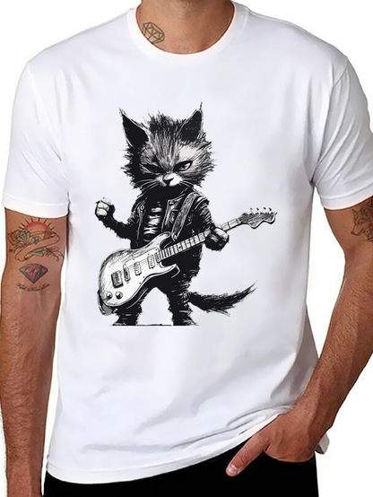 Cool Cat Guitarist Graphic Tee