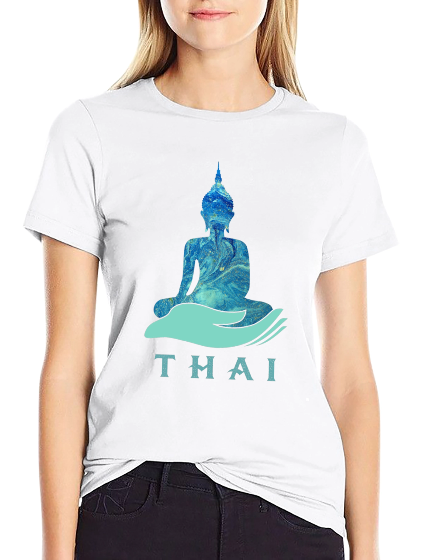 Thai Buddha Graphic T-Shirt - Black