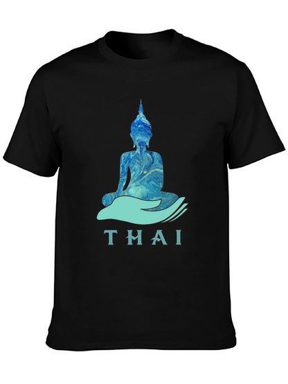 Thai Buddha Graphic T-Shirt - Black