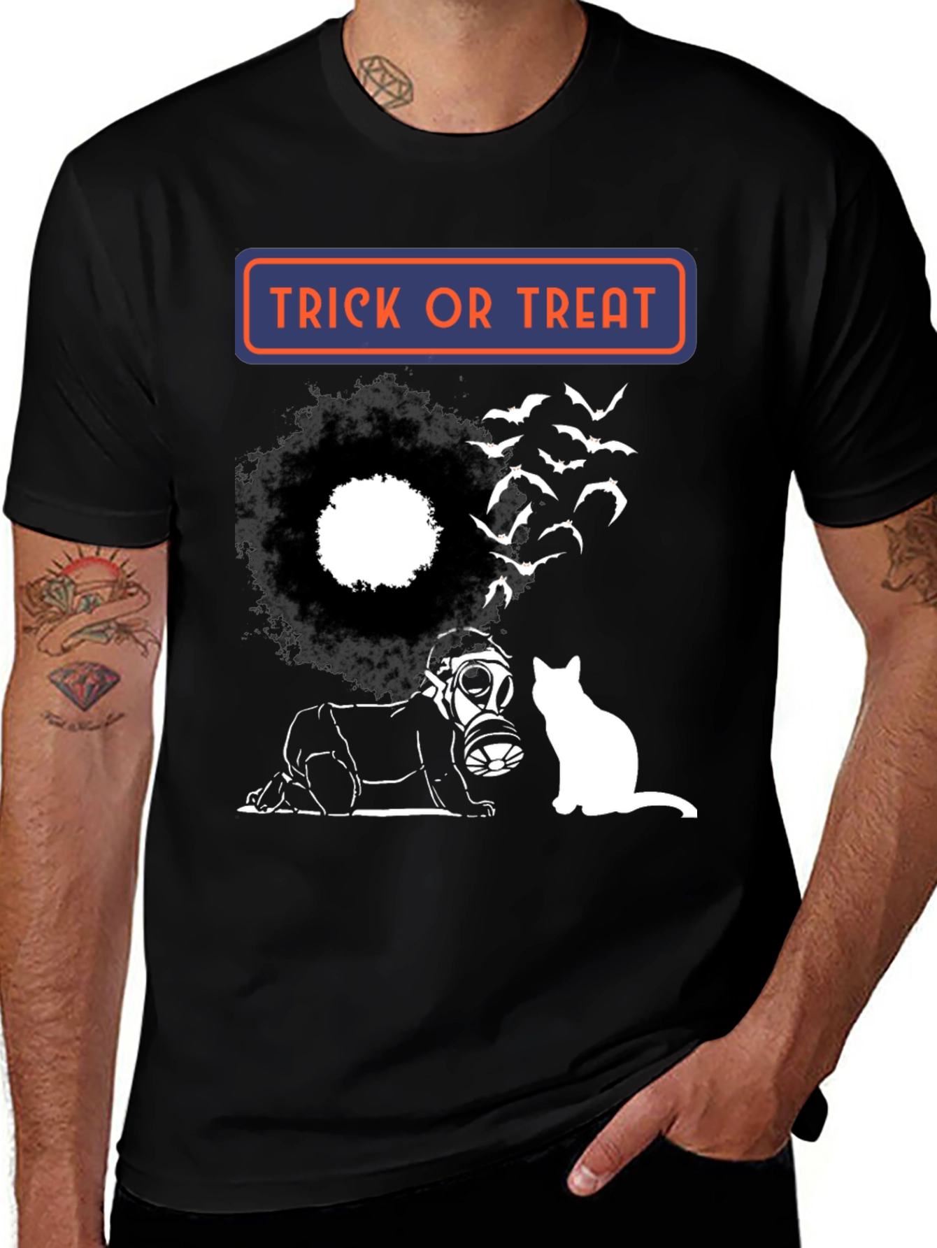 Halloween Trick or Treat T-Shirt with Cat