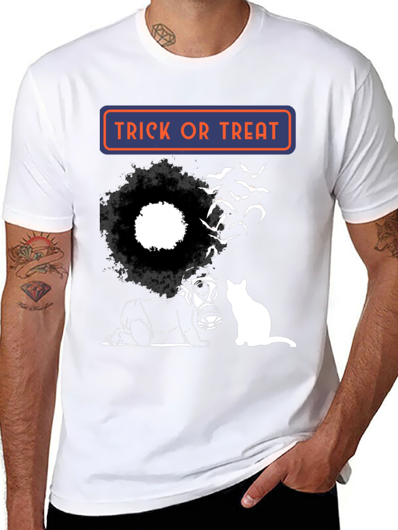 Halloween Trick or Treat T-Shirt with Cat