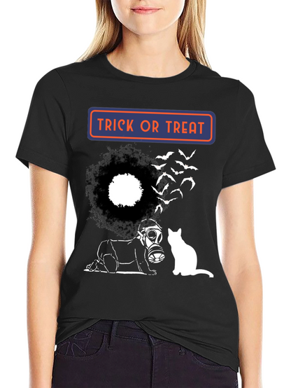 Halloween Trick or Treat T-Shirt with Cat