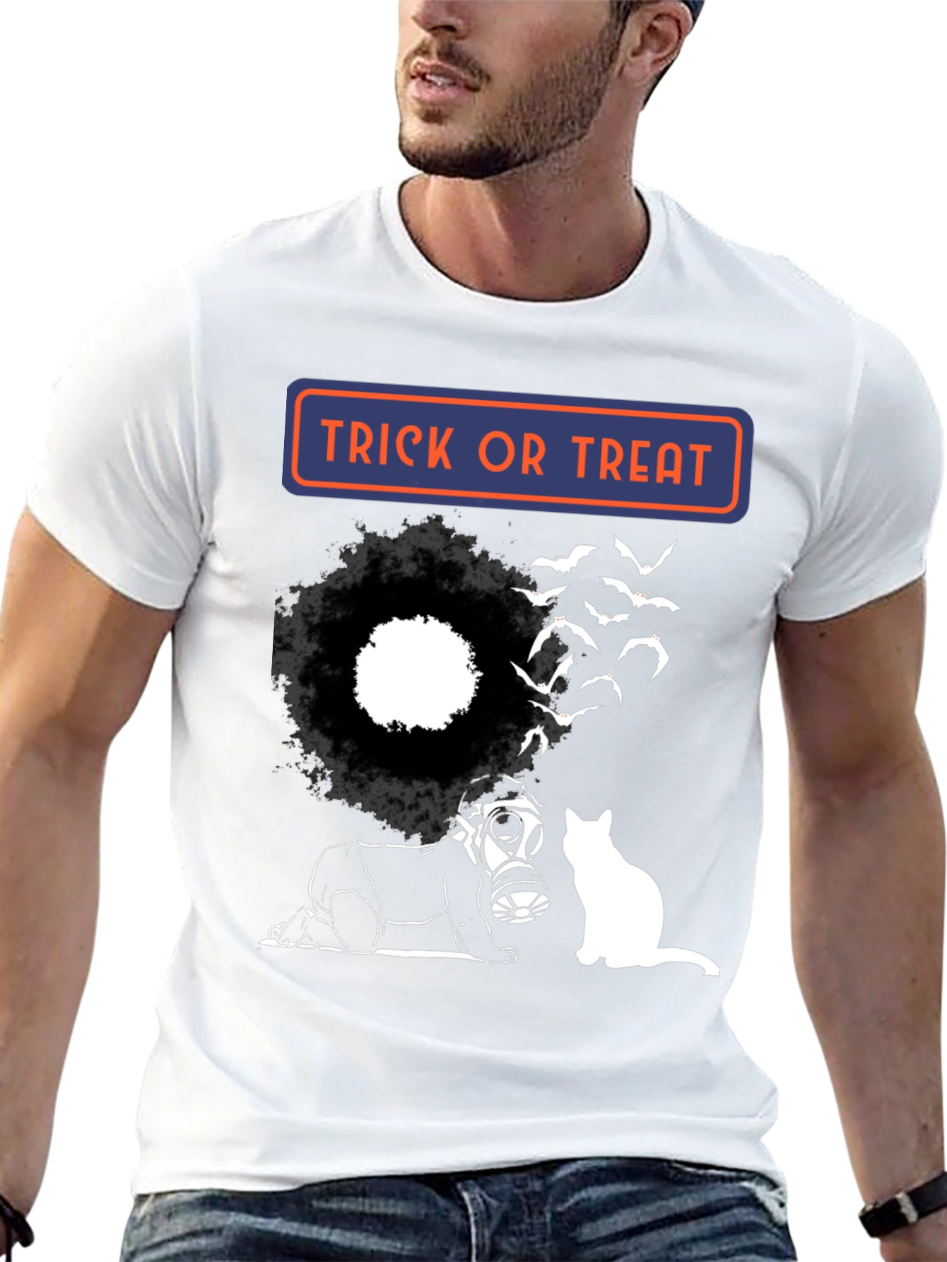 Halloween Trick or Treat T-Shirt with Cat
