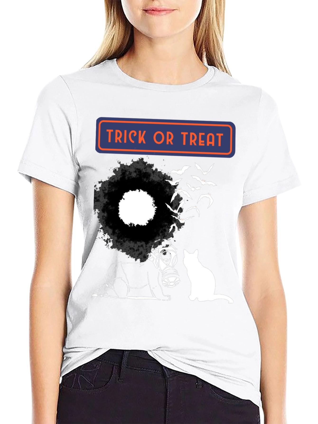 Halloween Trick or Treat T-Shirt with Cat
