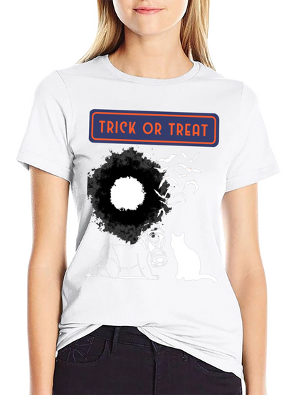 Halloween Trick or Treat T-Shirt with Cat