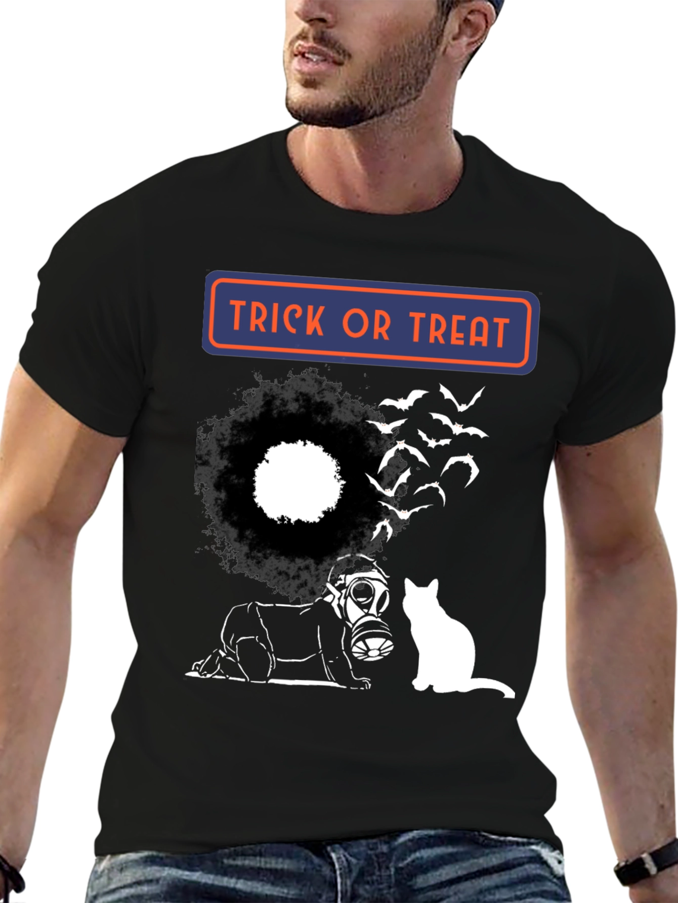 Halloween Trick or Treat T-Shirt with Cat