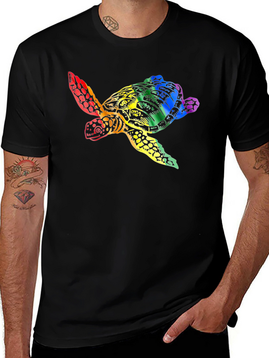 Rainbow Turtle Graphic Tee - Black Unisex T-Shirt