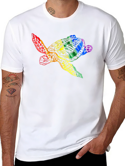 Rainbow Turtle Graphic Tee - Black Unisex T-Shirt