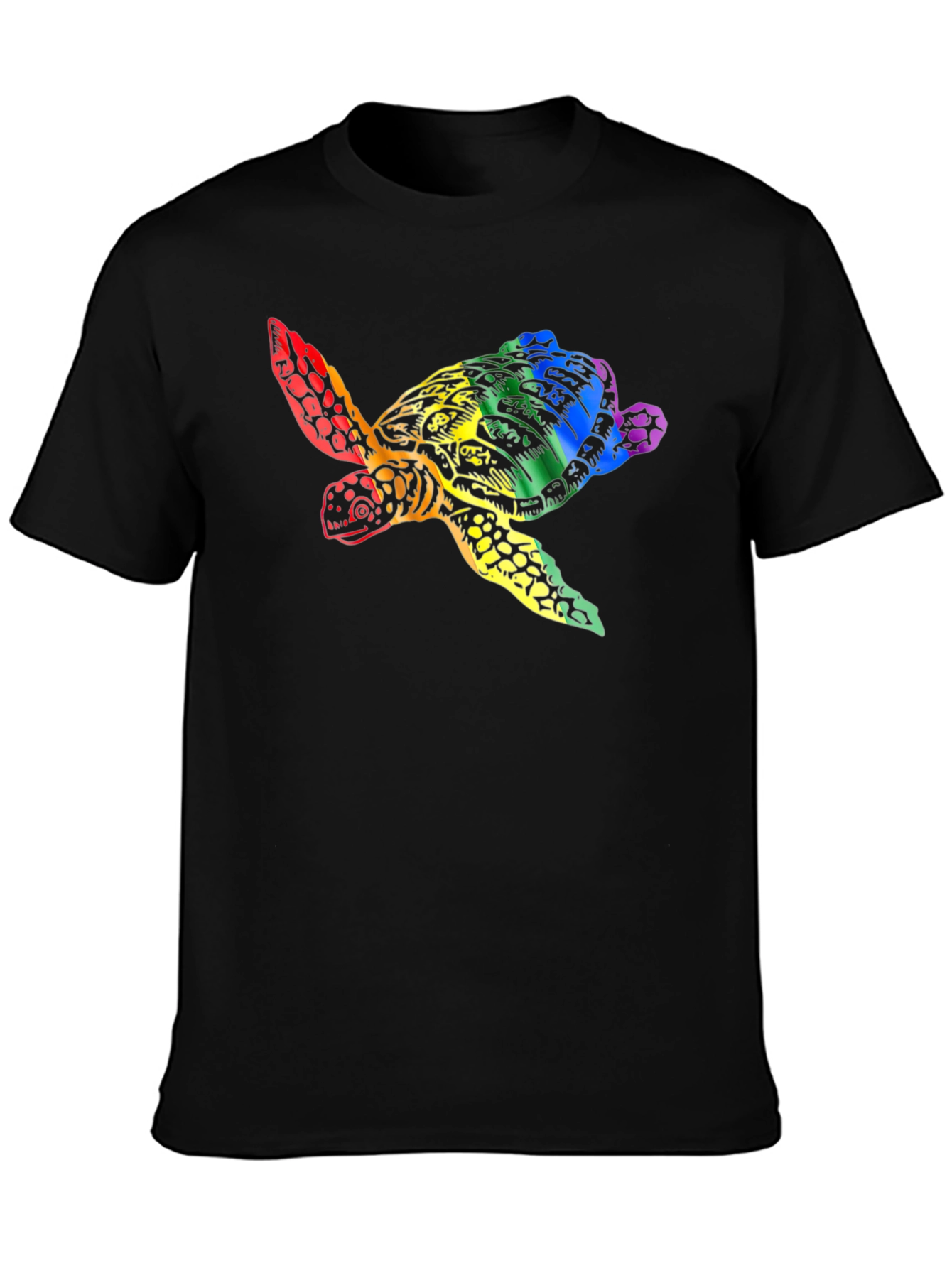 Rainbow Turtle Graphic Tee - Black Unisex T-Shirt