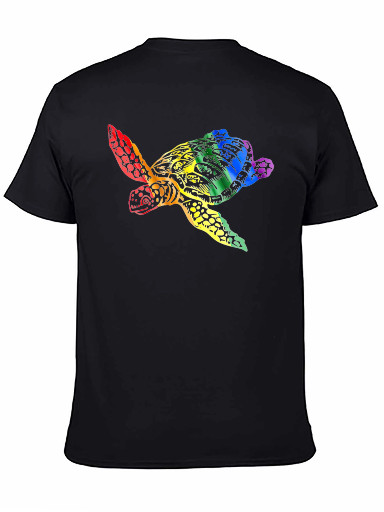 Rainbow Turtle Graphic Tee - Black Unisex T-Shirt