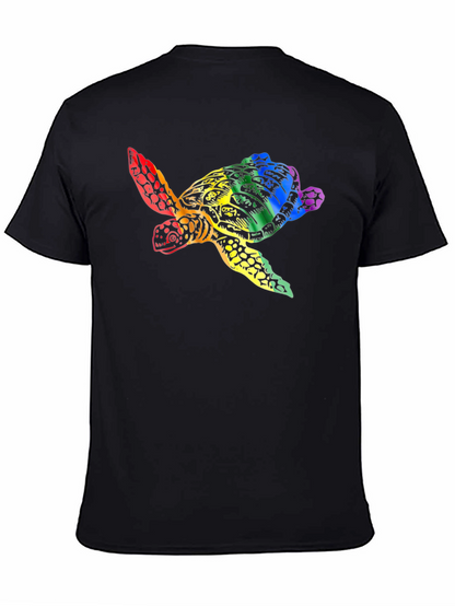Rainbow Turtle Graphic Tee - Black Unisex T-Shirt