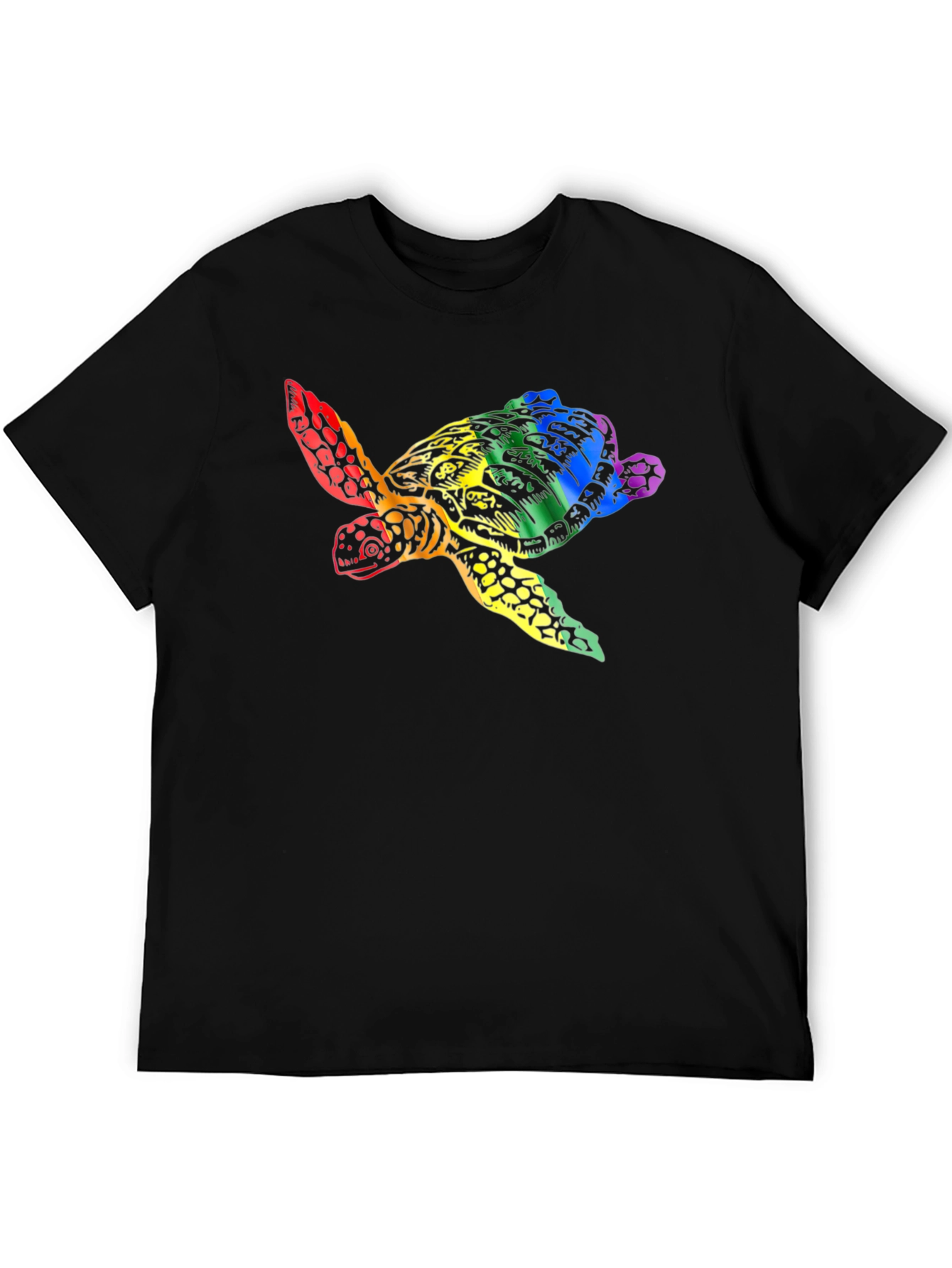 Rainbow Turtle Graphic Tee - Black Unisex T-Shirt