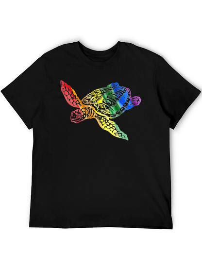 Rainbow Turtle Graphic Tee - Black Unisex T-Shirt