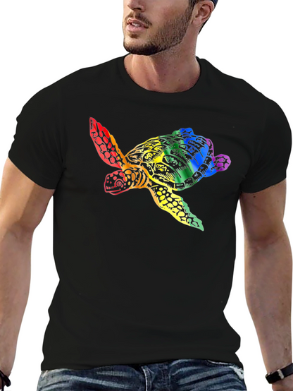 Rainbow Turtle Graphic Tee - Black Unisex T-Shirt